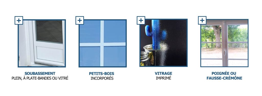 Schéma des options de personnalisation des menuiseries PVC